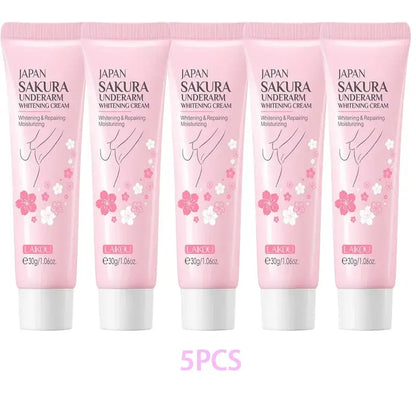 Five-pack pink underarm whitening cream tubes