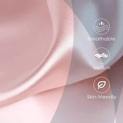 Cherry pink silky satin pillowcase fabric with smooth, breathable-looking weave