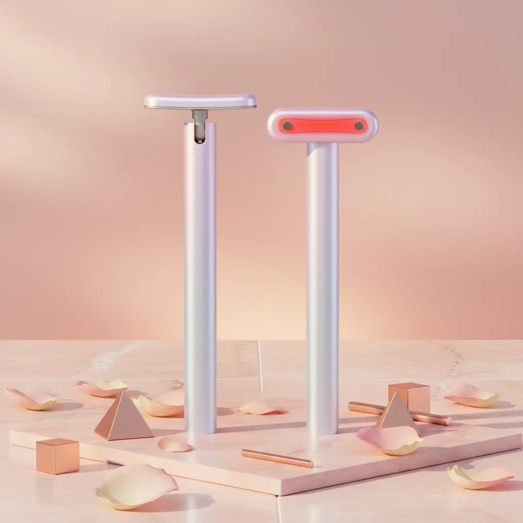 Pair of purple sculpting wands with red light windows, standing side by side