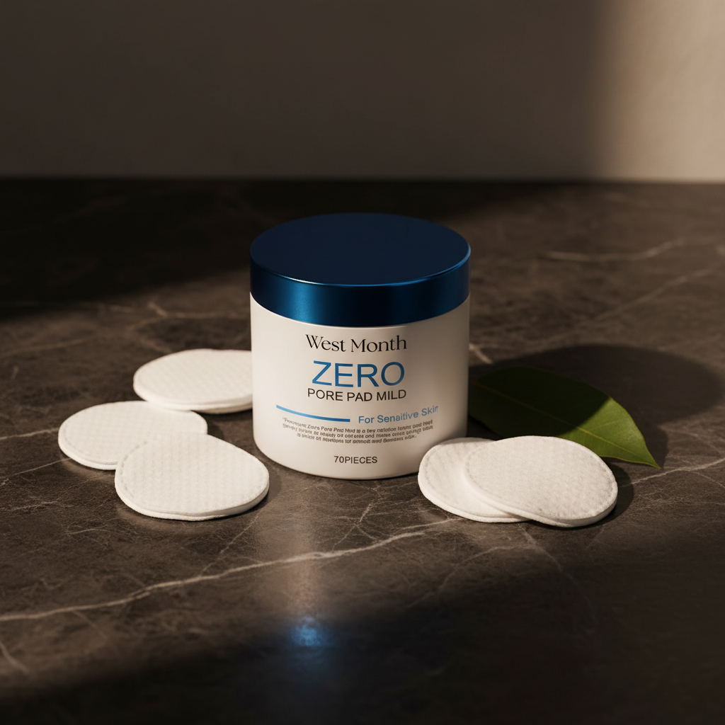 West Month ZERO toner pad jar with several white round pads.