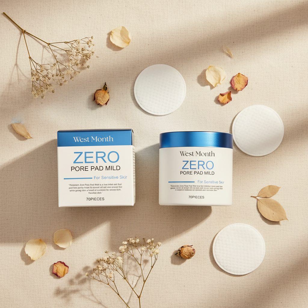 ZERO pore mild toner pad boxes with white circular pads.